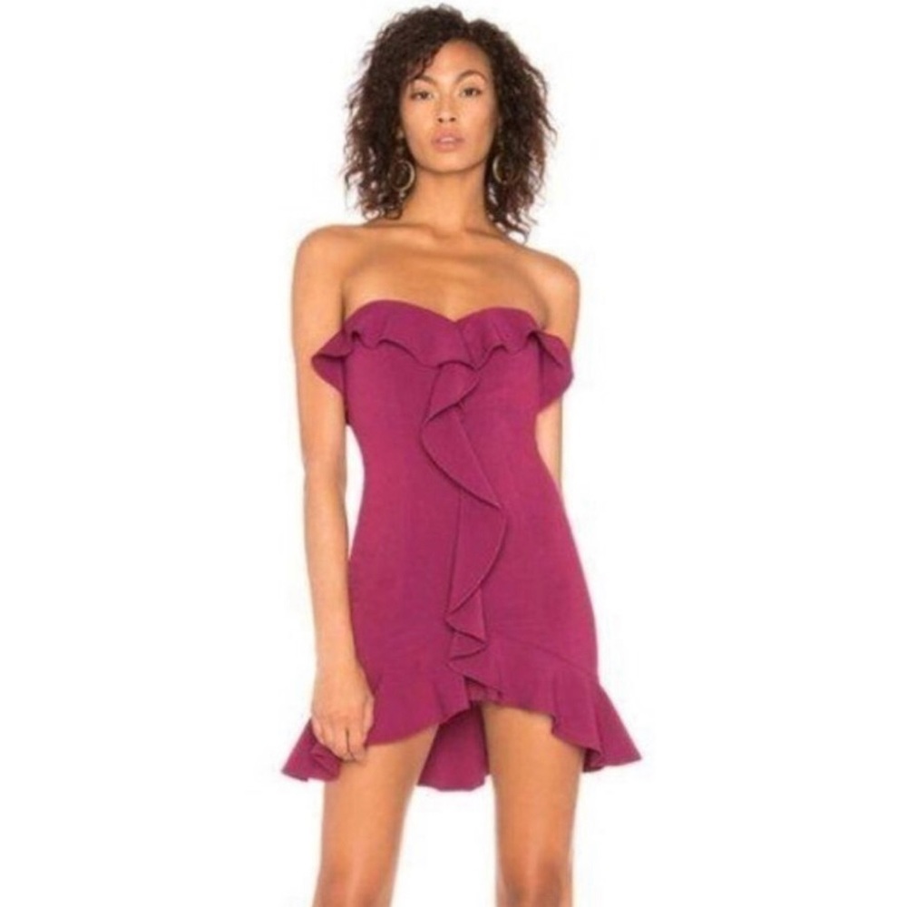 LIKELY Chriselle Ruffle Mini Dress in Magenta